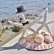 SALE- Bride and Groom Cake Topper White Pencil Real Starfish on a Giant Real Scallop - Customize your Wedding!