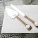 Custom Rustic Wedding Reception Heart Shape Cake Knife Serving Set French Country Vintage Whimsical Woodland Beach Shabby Chic Garden Theme