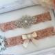 BELLA - Lace Wedding Garter - Individual or Set - With Gift Box - Ivory/White/Peach Lace Garter - Rhinestone Pearl Wedding Garter