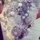 Large bespoke trailing coloured bridal brooch bouquet, broach bouquet