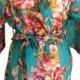 Bridal robes, Teal bridesmaids robe, Bridesmaids robe, maid of honor, spa robe beach, getting ready robe, Floral Robes, Dressing Gown