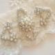 FRANCESCA Wedding Garter Set Ivory or White Lingerie Lace MONOGRAM OPTION Bridal Garter Set With Petite pearl cluster Garter Set.