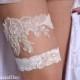 Wedding Garter Pink  Bridal Garter Pearl Garter Handknitted with Sequins - Handmade Wedding Garter Set