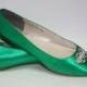 Wedding Shoes - Emerald Green - Flat Wedding Shoe - Ballet Slipper Green Wedding Shoes - Bridal Shoe - Flats - Ballet Flats  Over 200 Colors