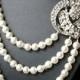 Art Deco Bridal Necklace, Statement Wedding Necklace, Bridal Jewelry, Ivory Pearl Wedding Jewelry, Great Gatbsy Jewelry, LOIS