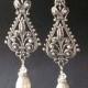 SET of FIVE: Vintage Bridal Silver Filigree Earrings, Antiqued Silver Chandelier Earrings, Ivory White Pearl Chandelier Earrings, VIVIENNE