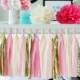 Pink, Cream and Gold Tissue Paper Tassel Garland- Wedding, Birthday, Bridal Shower, Baby Shower, Garden Party Decorations