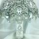 The Silver White Glam Gatsby Diamond Crystal Bling Brooch Bouquet. Deposit on Swarovski Diamond Jewelry Broach Bouquet. Winter wonderland!