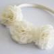 Flower Girl Headband - Girl Hairband - Wedding Hair Piece - Bridal Hair Accessories - Ivory Flower - Bridesmaid - Flower Crown
