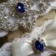 Wedding Garter-Garters-Bridal Garter-Blue-Pearl garter-Keepsake-Something blue-Ivory Lace Garter Set-something blue-bridal white-off-white