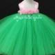 Emerald and Pink Flower Girl Tutu Dress Tulle Dress Birthday Dress