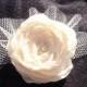 Wedding bridal hair accessories IVORY flower clip fascinator- netting pearl crystal  wedding flower-Bridal flower brooch