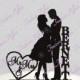 Wedding Cake Topper Personalized Silhouette Couple Mr & Mrs with Last Name, Acrylic Cake Topper [CT82n]