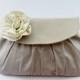 Rustic Wedding, Linen Clutch - Flower Embellished Purse, Bridal Accessory, Bridesmaids Gift