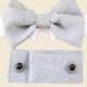 Dog Wedding Cuffs and Bow Tie :  Light Linen Gray