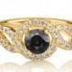 Braided Black Diamond Engagement Ring, 14K Gold Ring, 0.80 TCW Black Diamond Ring, Unique Rings, Art Deco Engagement Ring