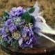 Brooch Bouquet Rustic Woodland jeweled purple bling rhinestone bridal bouquet