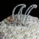 Beaded Monogram Wedding Cake Topper - 5" Tall - Pearls & Rhinestones