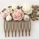 Blush Pink Hair Comb Romantic Wedding Hair Accessory Soft Pink Bridal Head Piece Pastel Pink White Flower Hair Pin Pale Pink Floral Slide PM