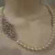Bridal Pearl necklace, Vintage Style, rhinestone and Pearl necklace, Bridal Necklace, Lucinda