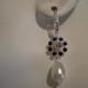 Bridal Pearl Earrings, Vintage Style Crystal and Pearl Earrings, Rhinestone Bridal Earrings, Art Deco Black and White Pearl Earrings