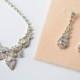 Vintage AB Crystal Jewelry Set - Necklace and Earrings, Vintage Bridal Jewelry