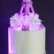 10 Inch Purple Metal Eiffel Tower Paris Theme Weding Cake Topper with LED Light