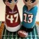 Wedding Cake Topper, Custom Painted Wood Peg Dolls / Football, Hockey, Basketball, Baseball / Sports Fan