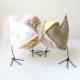 Love Birds Wedding cake topper fabric stuffed figurines Bride and Groom soft sculptures Mr&Mrs rustic linen pastels