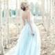 Blue Wedding Dress Silk Ballgown, MONET, Tulle Skirt, Blush Ivory White Lavender Many Colors