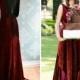 Backless Marsala Velvet Wedding Gown, 1930, 1920, Art Deco, Vintage Inspired, SONATA, Unique Wedding Dress, Red Alternative, Colors