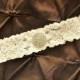 Ivory Wedding Garter, Ivory Bridal Garter - Ivory Lace Garter, Toss Garter, Crystal Embellishment, Crystal Rhinestone on Ivory Lace