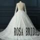 Cathedral Long Sleeves Wedding dress Illusion neckline Lace Handmade Beaded wedding bridal dress Custom Size