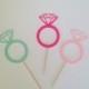 BRIDAL SHOWER/ Bachelorette -Diamond ring cupcake/donut toppers! Any color you would like!