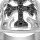 Men's Biker Cross Ring Solid 925 Sterling Silver Round Jet Black Diamond CZ Open Cut Solid Cross Ring Religious Gift Men Women Unisex Cross