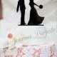Wedding Cake Topper with Silhouette Couple giving the High Five [AJP7]