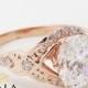 Oval Diamond Engagement Ring 14K Rose Gold Oval Engagement Ring Halo Engagement Ring Rose Gold Engagement Ring