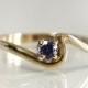 Gemstone Engagement Ring Tanzanite 14k Yellow Gold Size 6 1/2 Natural Gemstone .20 Carats Purple Color With Wave Design Mounting