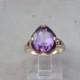 Vintage Purple Sapphire 10k Ring yellow gold oval ladies solitaire