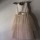Vintage style Flower Girl Dress,  natural Organic cotton flower girl dress, lace flower girl dress, tulle flower girl dress 
