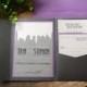 Wedding Invitation - New York Skyline Purple and Black with Pocket and Inserts