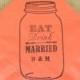 Eat Drink and Be Married Personalized Mason Jar Coral Napkins Rustic Wedding Paper Cocktail Napkins with Fork and Spoon - set of 50