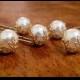 Pearl hair pins, Bridal pearl hair pins, Ivory pearl bobby pins, Silver and gold filigree hair pins