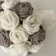 Fabric Flower Bouquet, Artificial Flower Arrangement, Crochet Bridal Bouquet, Red Rose Bouquet, Wedding Bouquet Alternative