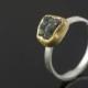 Engagement Ring Rough Diamond in 22k Recycled Gold Eco Friendly Metal