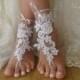 White Lace Barefoot Sandals, NudeShoes, Foot Jewelry,Beach Wedding ,Bridal Barefoot Sandals ,Bridesmaid Anklet