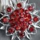 5 Large Rhinestone Button Embellishment Ruby Red Crystal Wedding Brooch Bouquet Invitation Cake Decoration Hair Comb Clip BT269