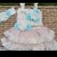Turquoise Aqua Flower Girl Dress -Lace Pettidress-Rustic Flower Girl-Shabby Chic Flower Girl Dress-Coral Flower Girl-Vintage Wedding-Set