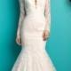 Long Sleeves Plunging V-neck Lace Wedding Dress with Sheer Illusion Back - LightIndreaming.com