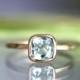 Aquamarine 14K Gold Ring, Engagement Ring, Gemstone Ring, Aquamarine Engagement Ring, Cushion Cut Ring, Stacking Ring - Made To Order